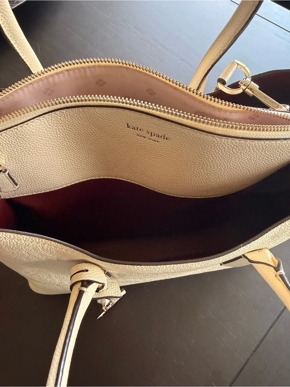 Kate Spade Pebbled Leather Satchel in Light Beige